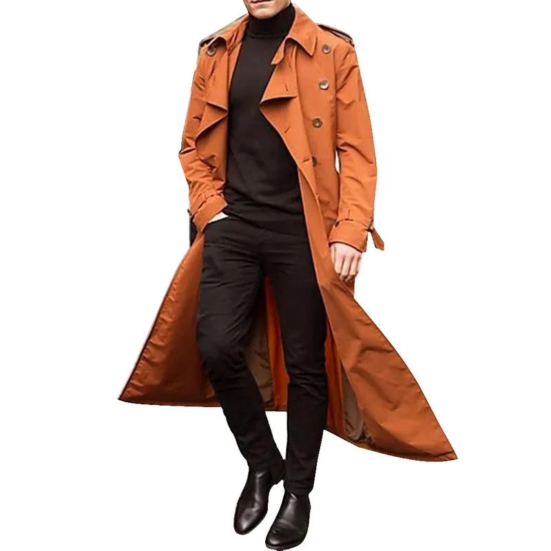 2025 Spring Autumn Men's Overcoat Vintage Long Trench Coat Men New Jacket Coats Men Business Casual Long Solid Windbreak Outwear