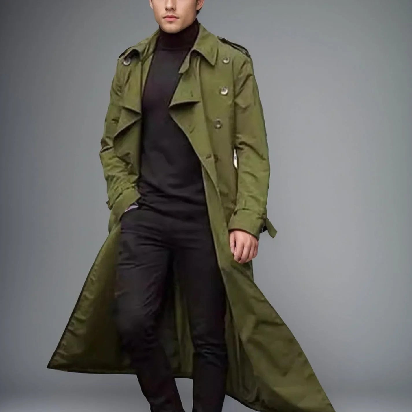 European and American Men's Lapel Casual Outerwear, Spring and Autumn Solid Color Long Sleeve Personality Outdoor Windbreaker
