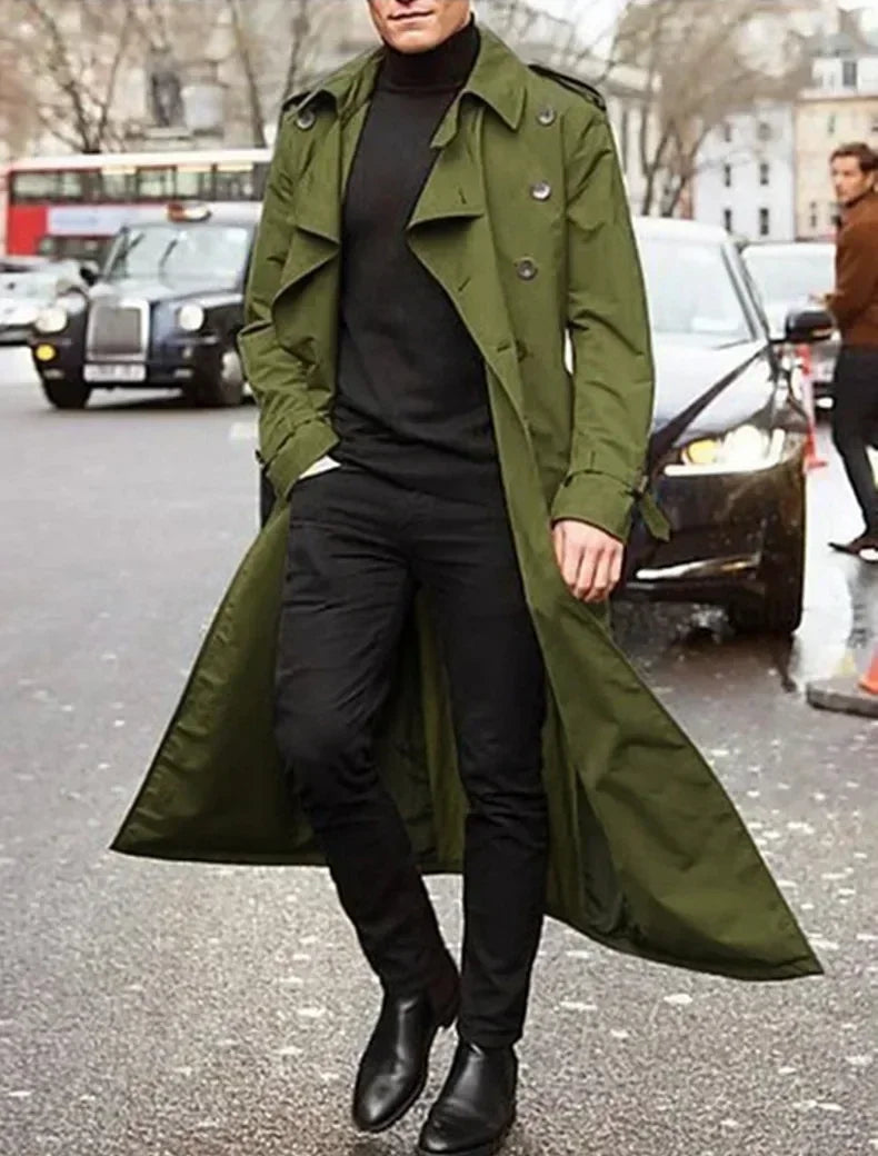 2025 Spring Autumn Men's Overcoat Vintage Long Trench Coat Men New Jacket Coats Men Business Casual Long Solid Windbreak Outwear