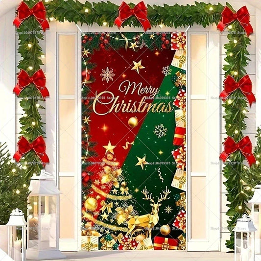 Christmas Door Photography Background Party Gift Decoration Christmas Tree Photo Booth Photo Booth Gift Gift Star Door Props - KADIR MARKET