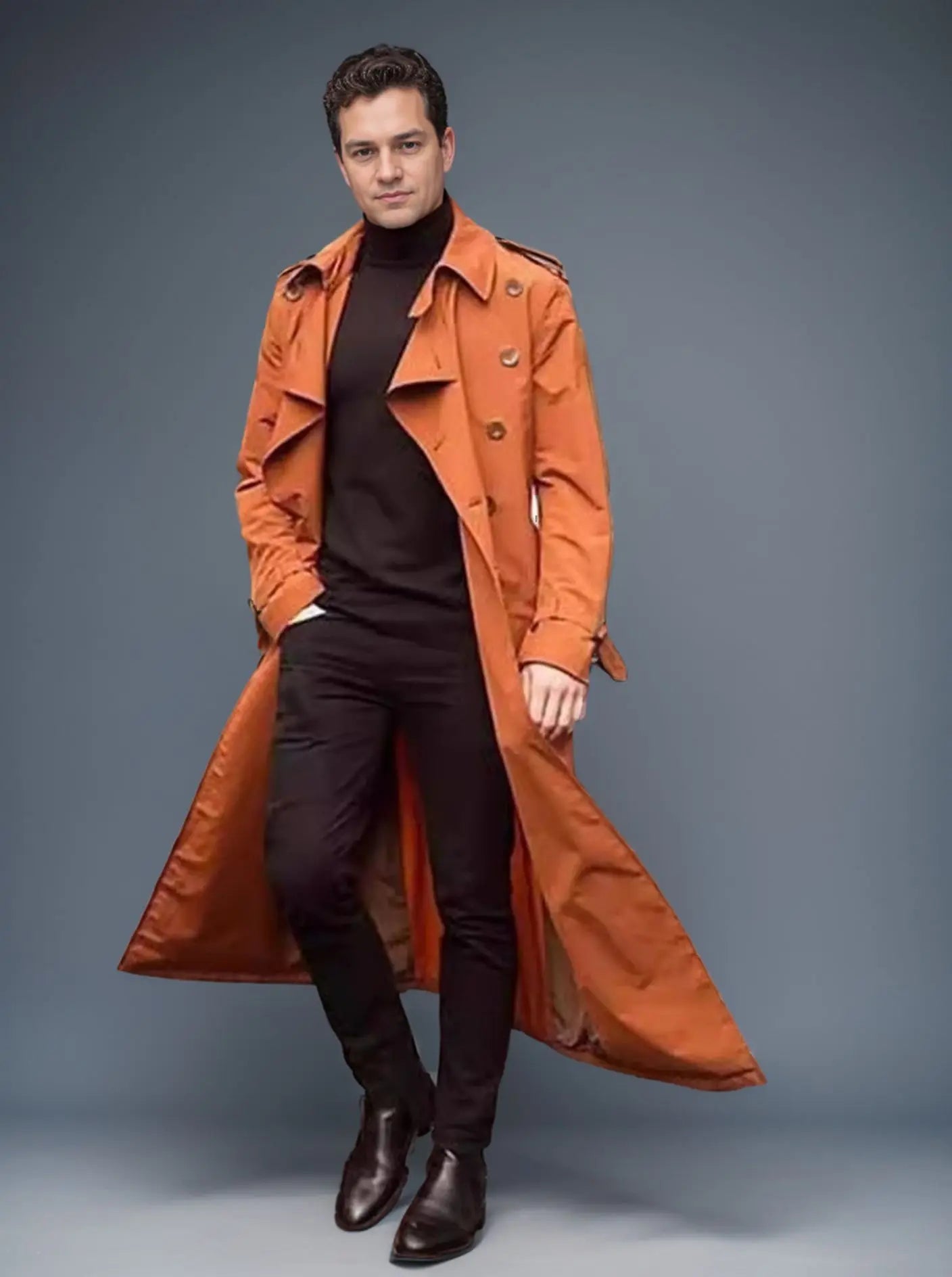 European and American Men's Lapel Casual Outerwear, Spring and Autumn Solid Color Long Sleeve Personality Outdoor Windbreaker