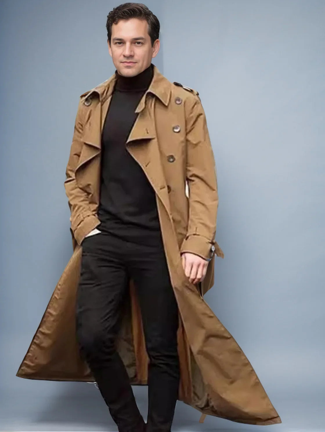 European and American Men's Lapel Casual Outerwear, Spring and Autumn Solid Color Long Sleeve Personality Outdoor Windbreaker