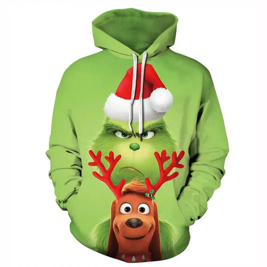 Christmas Theme Cute Cartoon Character Hoodies For Men Autumn Winter Daily Casual Long Sleeve Hooded Tops Harajuku Y2K Pullovers - KADIR MARKET