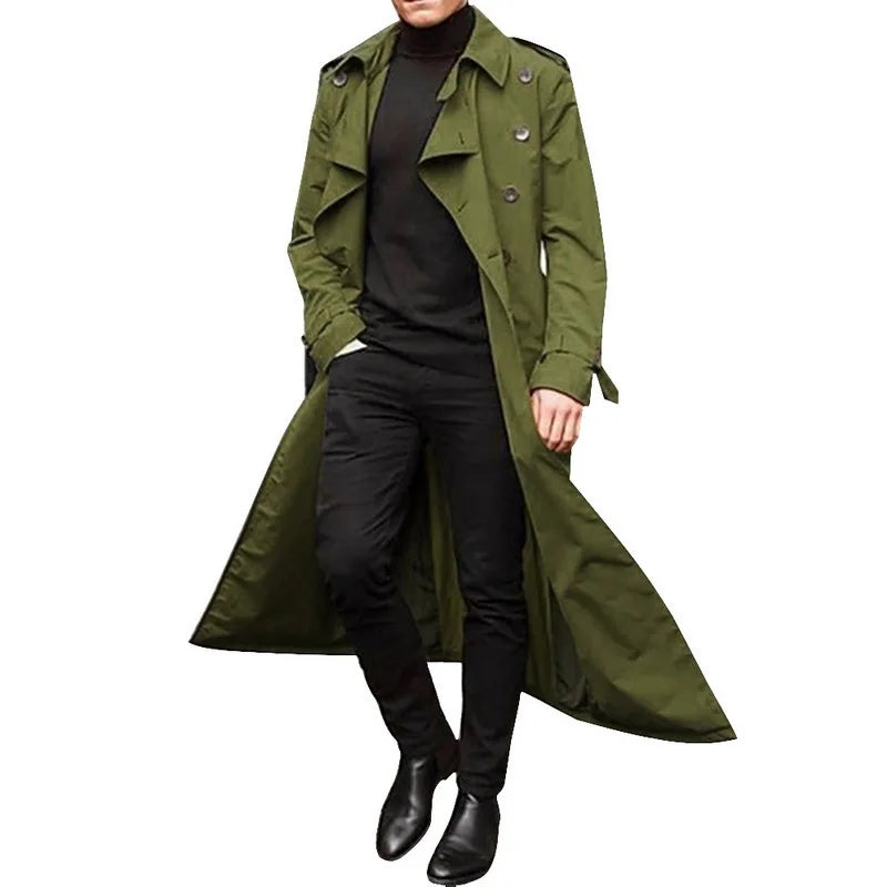 2025 Spring Autumn Men's Overcoat Vintage Long Trench Coat Men New Jacket Coats Men Business Casual Long Solid Windbreak Outwear