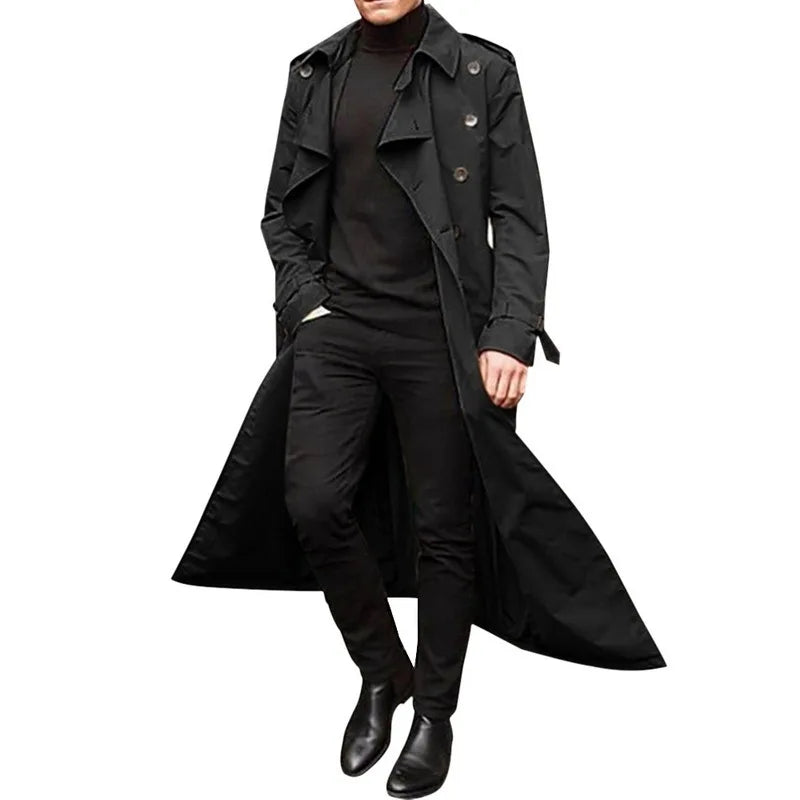 2025 Spring Autumn Men's Overcoat Vintage Long Trench Coat Men New Jacket Coats Men Business Casual Long Solid Windbreak Outwear