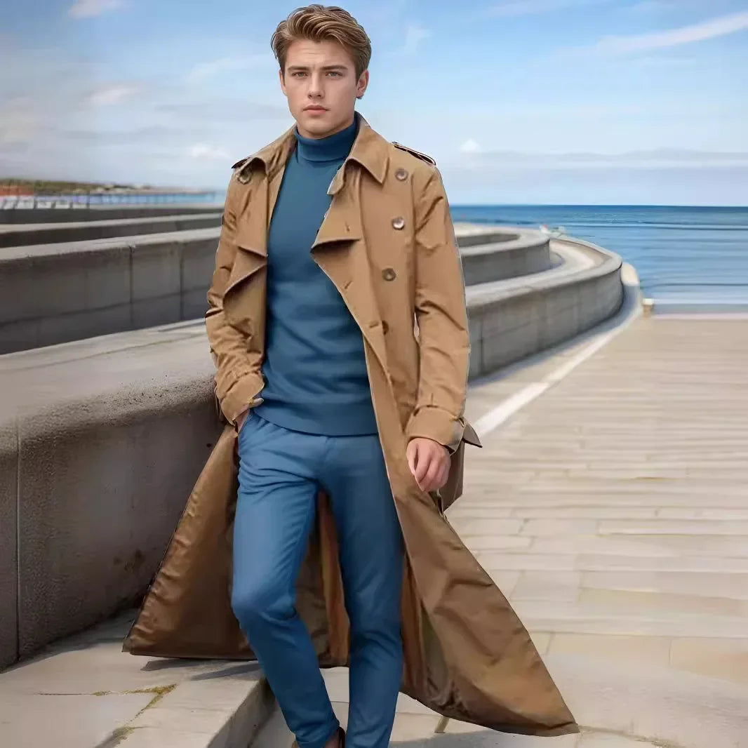 European and American Men's Lapel Casual Outerwear, Spring and Autumn Solid Color Long Sleeve Personality Outdoor Windbreaker