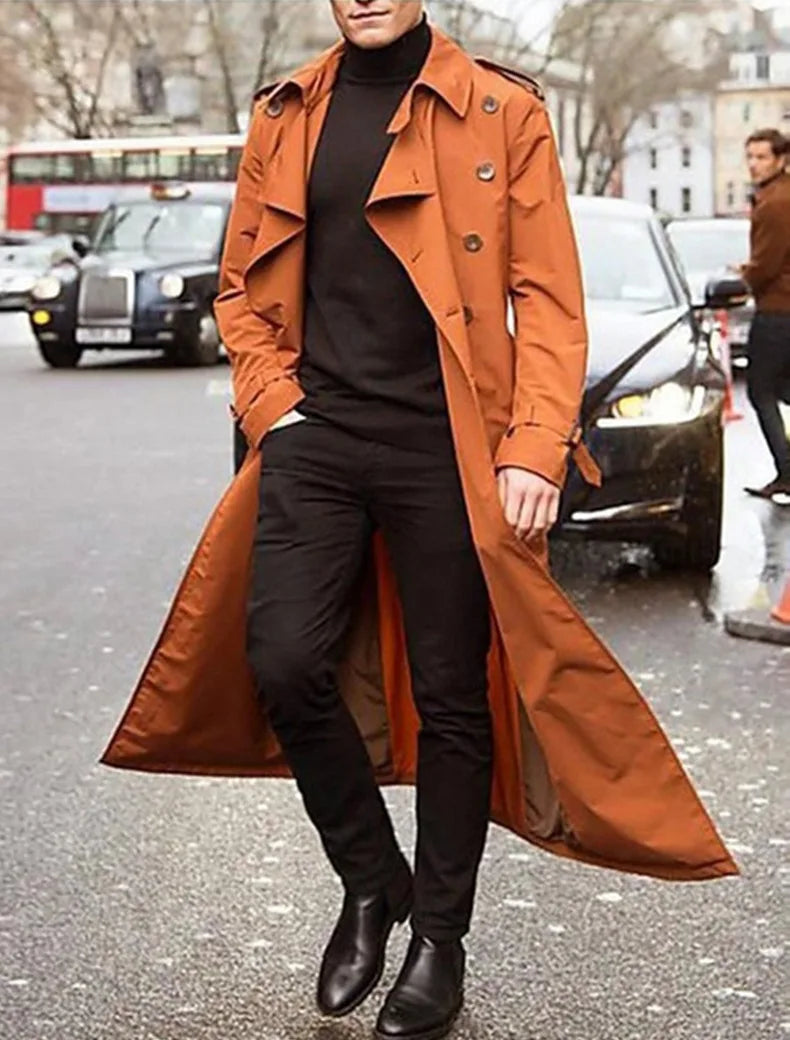 2025 Spring Autumn Men's Overcoat Vintage Long Trench Coat Men New Jacket Coats Men Business Casual Long Solid Windbreak Outwear