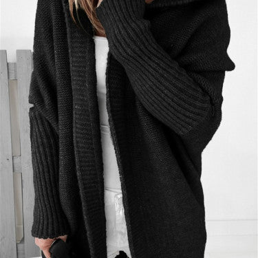 Fashion Bat Sleeve Hooded Cardigan Oversized Loose Temperament Solid Color Sweater Womens Clothing