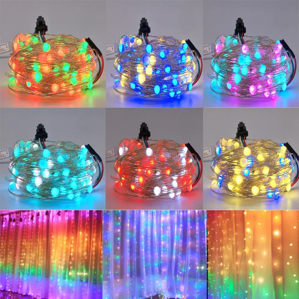 DC5V SK6812 LED String Christmas Lights for Bedroom WS2812B RGB Led Light Bluetooth Full Color Addressable Individually 2/5/10m - KADIR MARKET