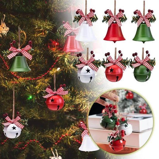 3dchristmas Jingle Bells Metal Craft Pendant Christmas Tree Wreath Door Decoration Christmas Winter Stain Glass Window Large - KADIR MARKET