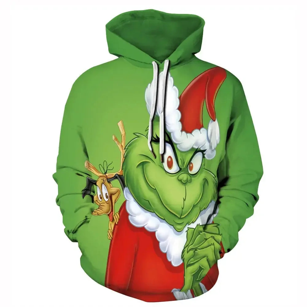 Christmas Theme Cute Cartoon Character Hoodies For Men Autumn Winter Daily Casual Long Sleeve Hooded Tops Harajuku Y2K Pullovers - KADIR MARKET