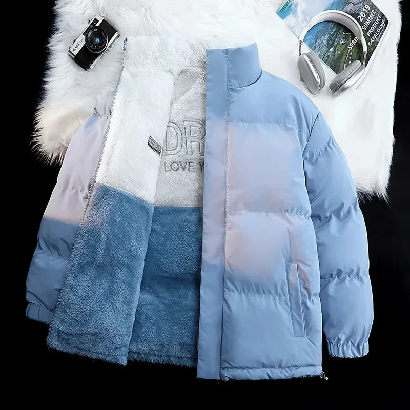 Double-Sided Wear Lamb Velvet down Jacket Men's Loose Stand Collar Warm Couple Style Winter New Arrival Korean Version - KADIR MARKET