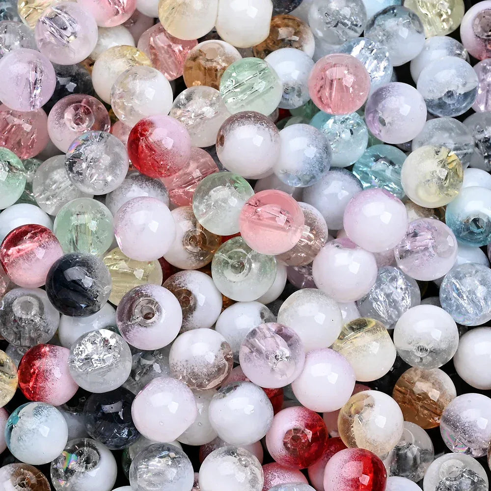 100pcs 8mm Christmas Crystal Glass Crack Beads Red and Green Gradient Spacer Beads for DIY Bracelet Necklace Jewelry Making - KADIR MARKET