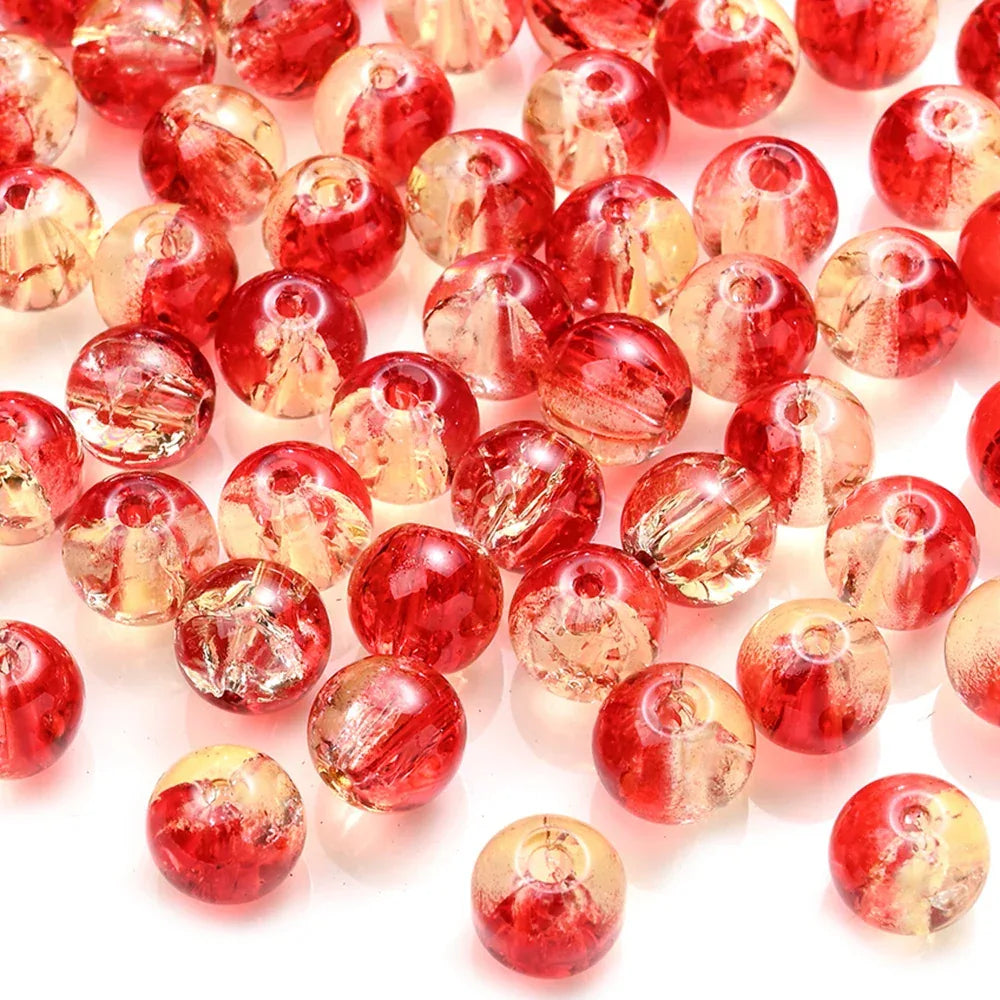 100pcs 8mm Christmas Crystal Glass Crack Beads Red and Green Gradient Spacer Beads for DIY Bracelet Necklace Jewelry Making - KADIR MARKET