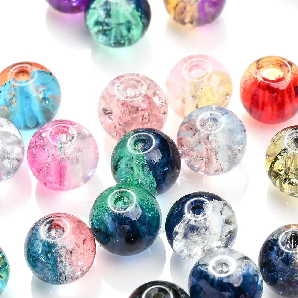 100pcs 8mm Christmas Crystal Glass Crack Beads Red and Green Gradient Spacer Beads for DIY Bracelet Necklace Jewelry Making - KADIR MARKET