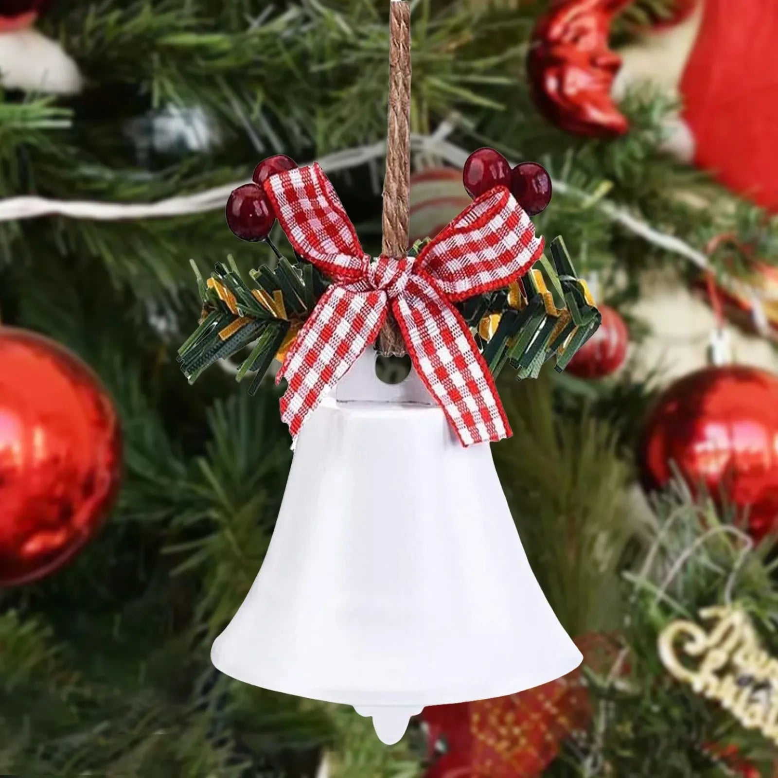 3dchristmas Jingle Bells Metal Craft Pendant Christmas Tree Wreath Door Decoration Christmas Winter Stain Glass Window Large - KADIR MARKET