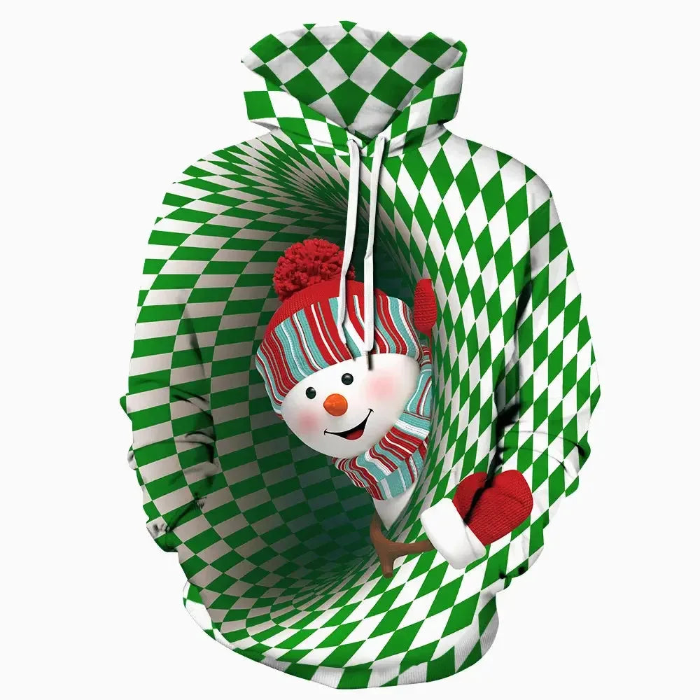 Christmas Theme Cute Cartoon Character Hoodies For Men Autumn Winter Daily Casual Long Sleeve Hooded Tops Harajuku Y2K Pullovers - KADIR MARKET