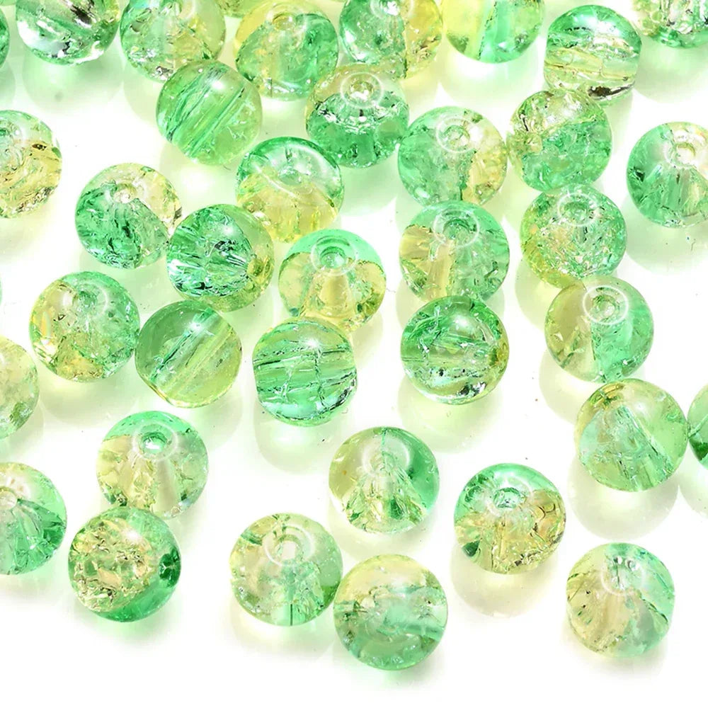 100pcs 8mm Christmas Crystal Glass Crack Beads Red and Green Gradient Spacer Beads for DIY Bracelet Necklace Jewelry Making - KADIR MARKET