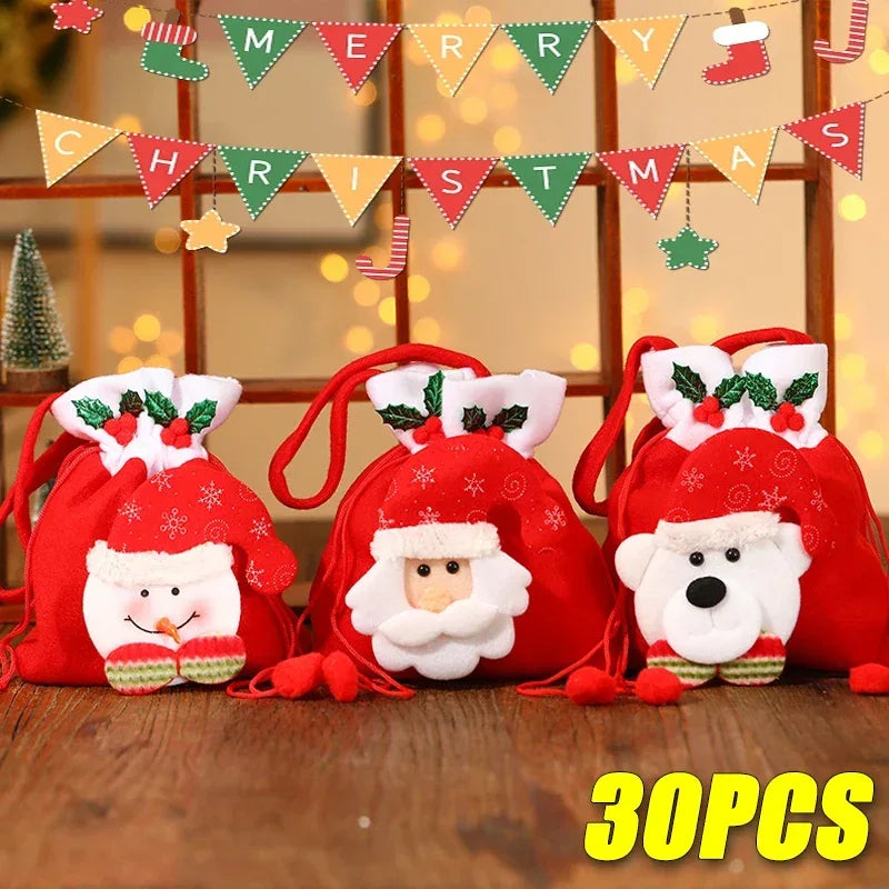 30PCS Christmas Tote Bags Candy Bags Children's Gift Bags Christmas Gift Organisers Santa Elk Tote Bags Christmas Gifts - KADIR MARKET