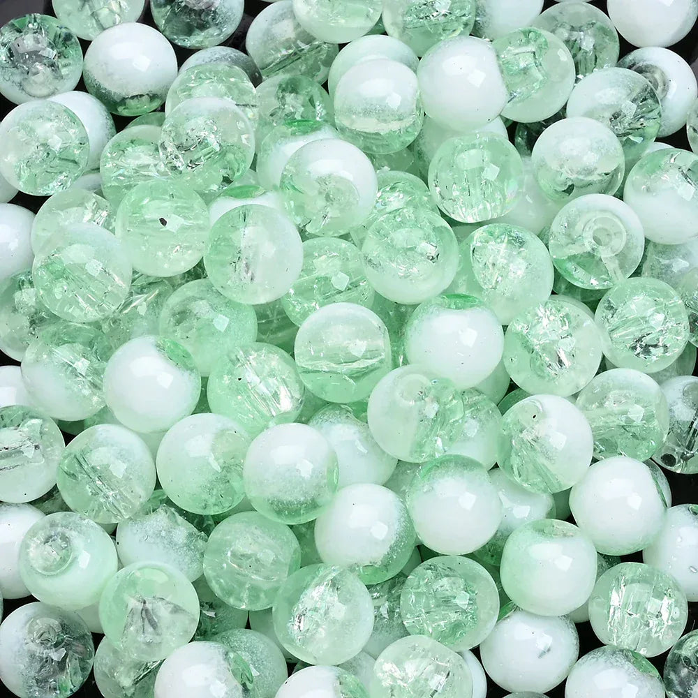 100pcs 8mm Christmas Crystal Glass Crack Beads Red and Green Gradient Spacer Beads for DIY Bracelet Necklace Jewelry Making - KADIR MARKET