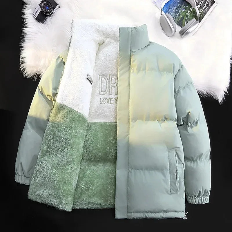 Double-Sided Wear Lamb Velvet down Jacket Men's Loose Stand Collar Warm Couple Style Winter New Arrival Korean Version - KADIR MARKET