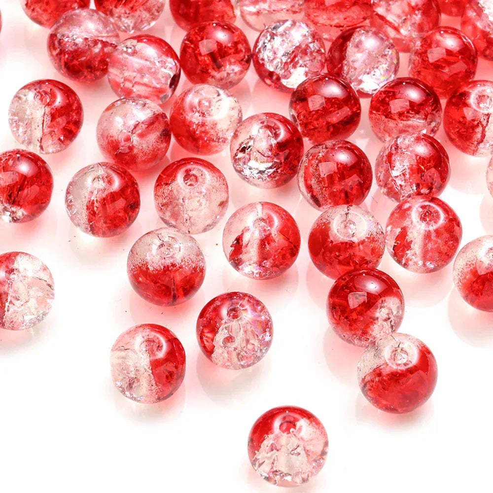 100pcs 8mm Christmas Crystal Glass Crack Beads Red and Green Gradient Spacer Beads for DIY Bracelet Necklace Jewelry Making - KADIR MARKET