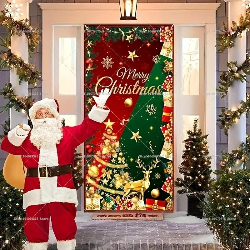 Christmas Door Photography Background Party Gift Decoration Christmas Tree Photo Booth Photo Booth Gift Gift Star Door Props - KADIR MARKET