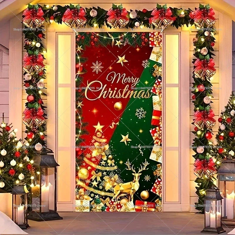 Christmas Door Photography Background Party Gift Decoration Christmas Tree Photo Booth Photo Booth Gift Gift Star Door Props - KADIR MARKET