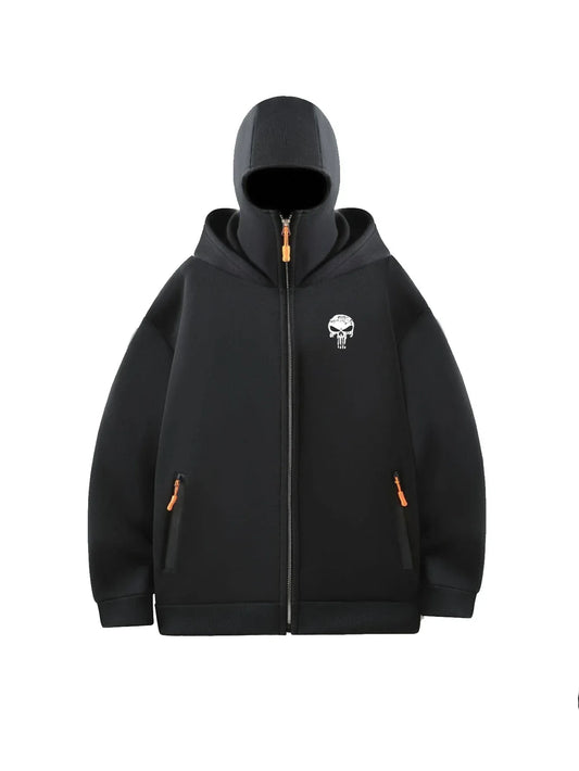 Men's Balaclava Hoodie Half Zip Up Double Hooded Fleece Sweatshirt Unisex Fall Winter Warm Outfit for Men Women - KADIR MARKET