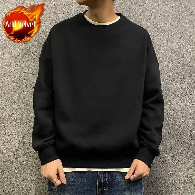 Sweatshirts For Man Fleeced Green Men's Clothing Hooded Hoodies Solid Simple Elegant Hot Offers Sweat Shirt Welcome Deal Cheap - KADIR MARKET