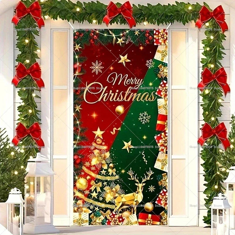 Christmas Door Photography Background Party Gift Decoration Christmas Tree Photo Booth Photo Booth Gift Gift Star Door Props - KADIR MARKET