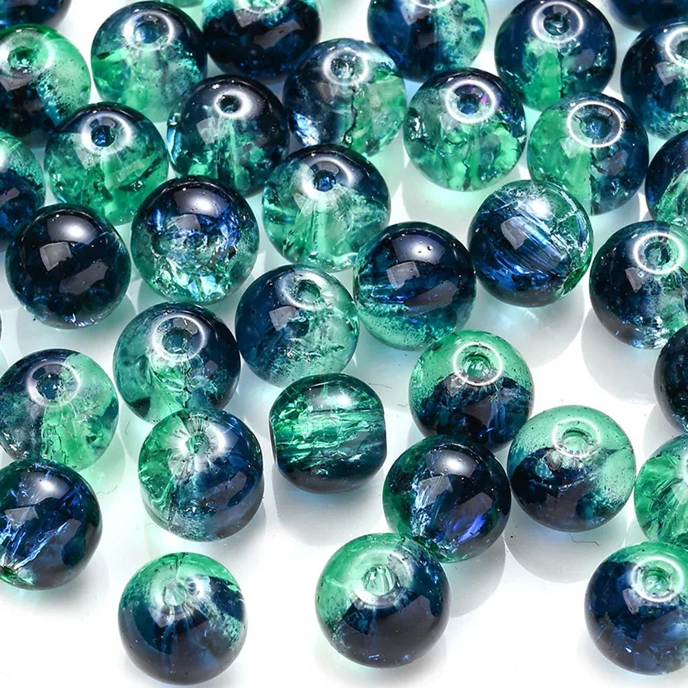 100pcs 8mm Christmas Crystal Glass Crack Beads Red and Green Gradient Spacer Beads for DIY Bracelet Necklace Jewelry Making - KADIR MARKET