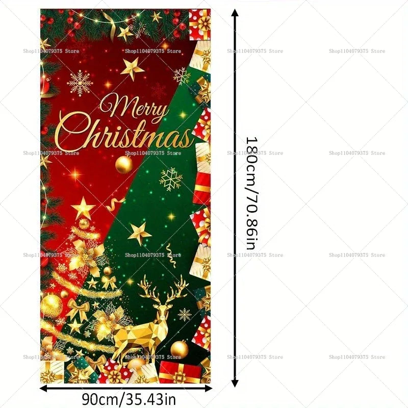 Christmas Door Photography Background Party Gift Decoration Christmas Tree Photo Booth Photo Booth Gift Gift Star Door Props - KADIR MARKET