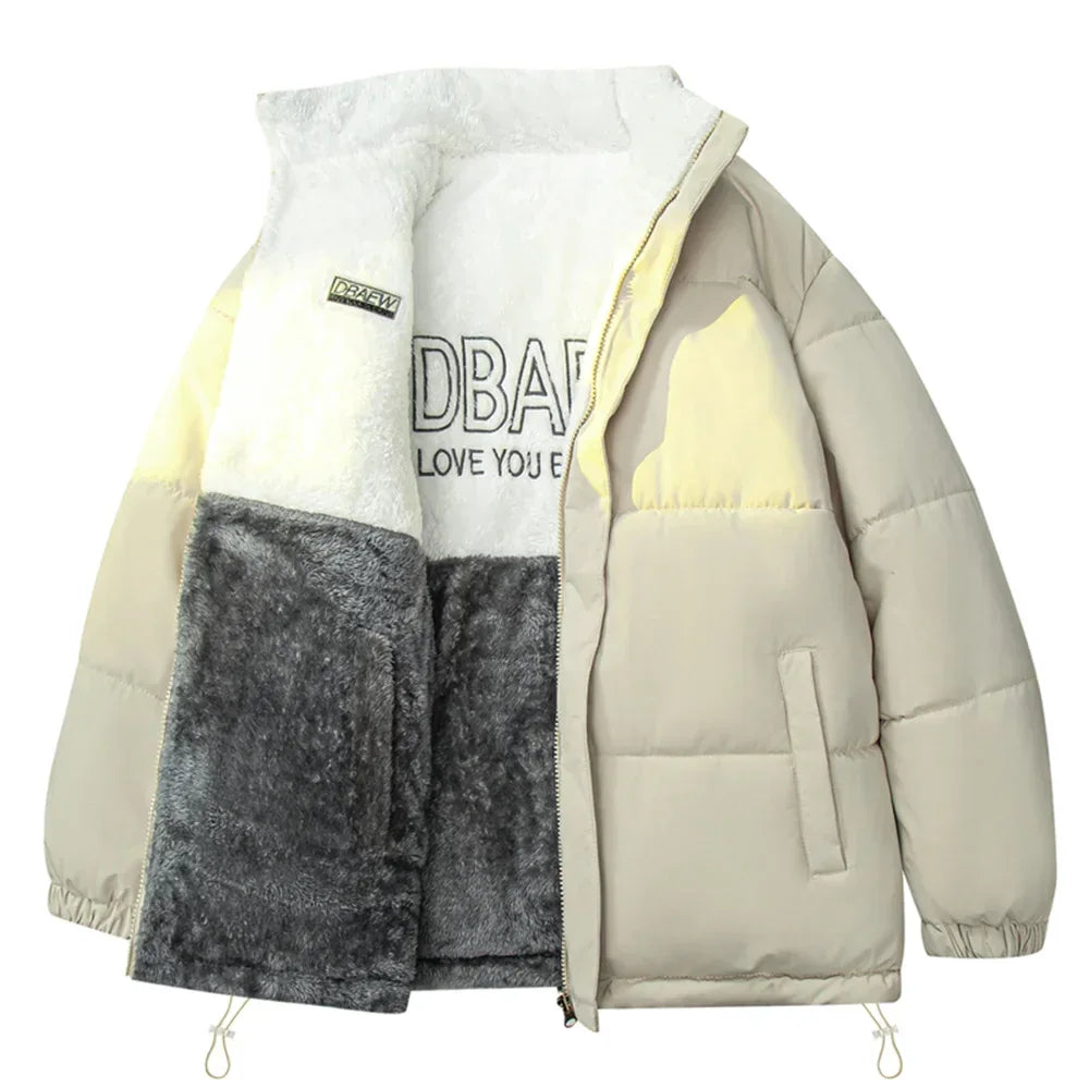 Men's Casual Double-sided Loose Padded Jackets High Quality Versatile Lambskin Fleece Coat Winter Thick Warm Outerwear for Male - KADIR MARKET