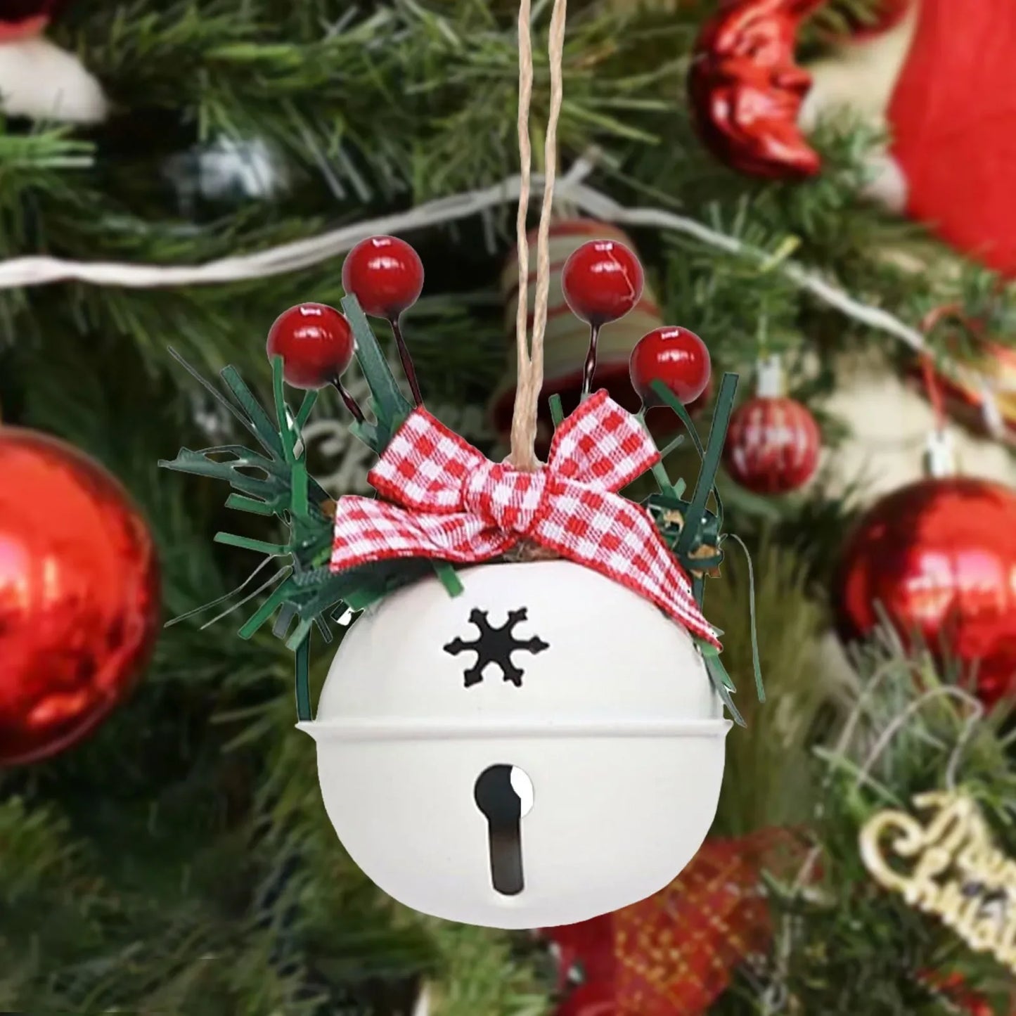 3dchristmas Jingle Bells Metal Craft Pendant Christmas Tree Wreath Door Decoration Christmas Winter Stain Glass Window Large - KADIR MARKET