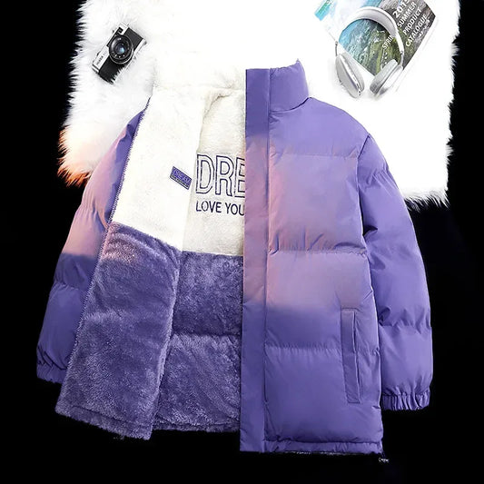 Double-Sided Wear Lamb Velvet down Jacket Men's Loose Stand Collar Warm Couple Style Winter New Arrival Korean Version - KADIR MARKET