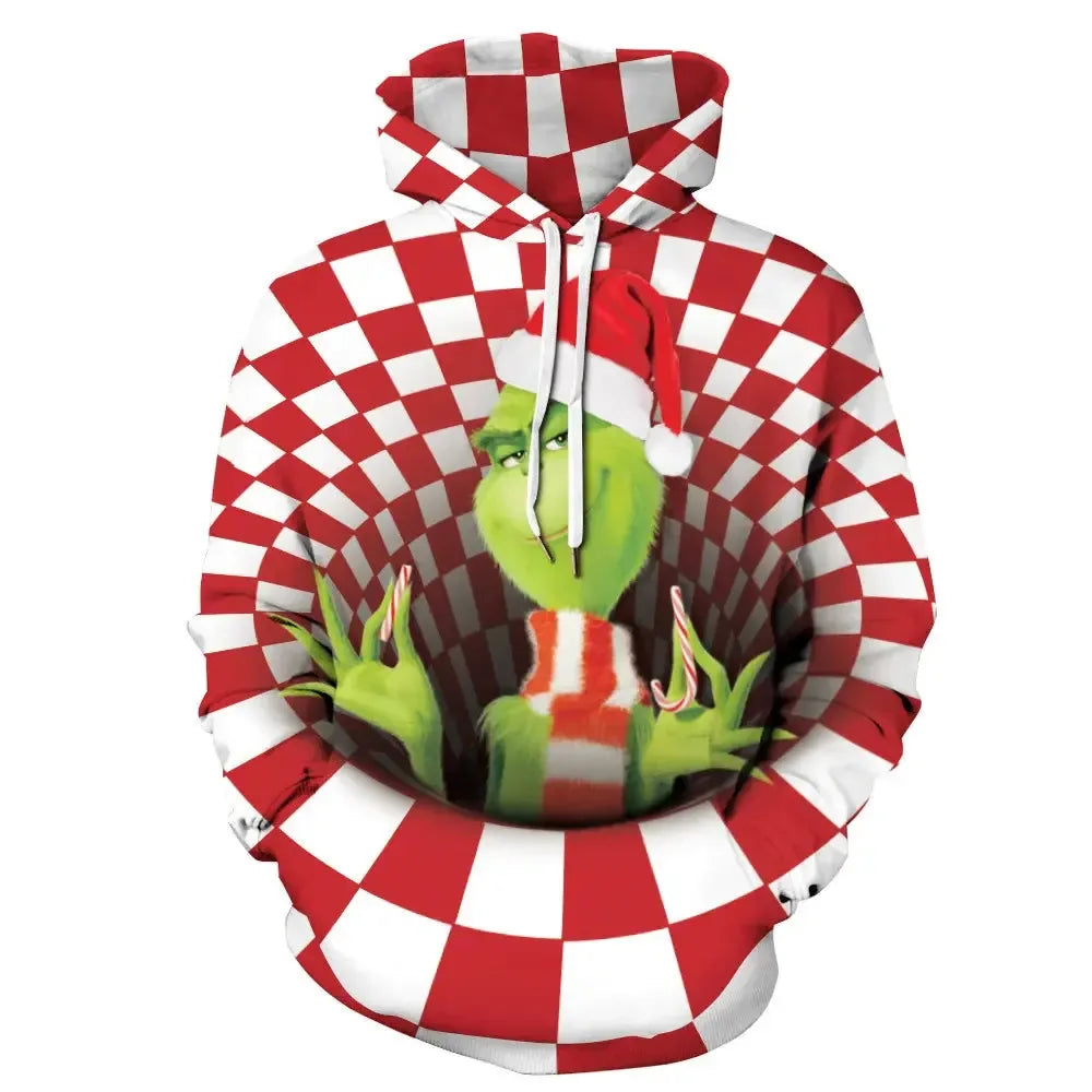 Christmas Theme Cute Cartoon Character Hoodies For Men Autumn Winter Daily Casual Long Sleeve Hooded Tops Harajuku Y2K Pullovers - KADIR MARKET