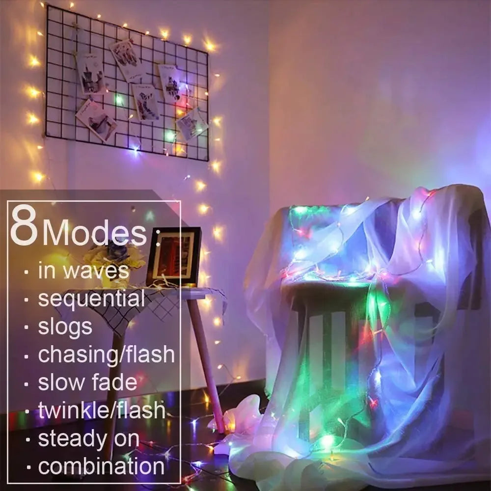LED Curtain Garland Fairy Lights with 8 Modes for New Year Christmas Party Wedding Decoration - KADIR MARKET