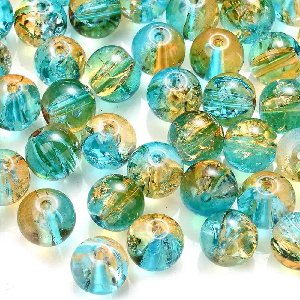 100pcs 8mm Christmas Crystal Glass Crack Beads Red and Green Gradient Spacer Beads for DIY Bracelet Necklace Jewelry Making - KADIR MARKET