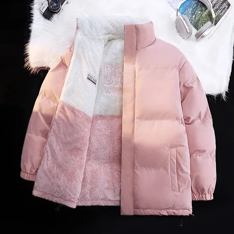 Double-Sided Wear Lamb Velvet down Jacket Men's Loose Stand Collar Warm Couple Style Winter New Arrival Korean Version - KADIR MARKET