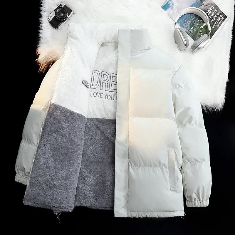 Double-Sided Wear Lamb Velvet down Jacket Men's Loose Stand Collar Warm Couple Style Winter New Arrival Korean Version - KADIR MARKET