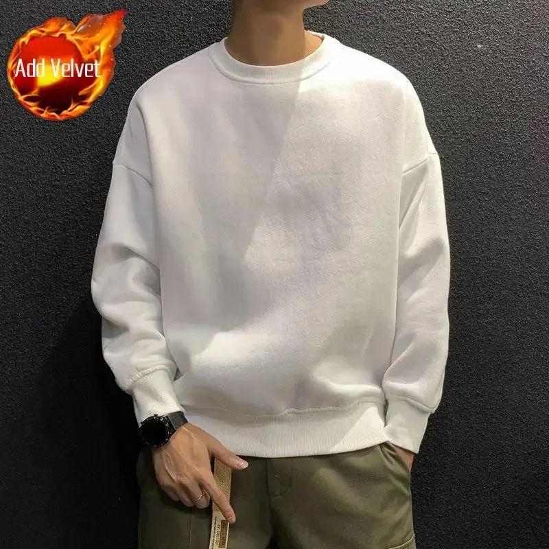 Sweatshirts For Man Fleeced Green Men's Clothing Hooded Hoodies Solid Simple Elegant Hot Offers Sweat Shirt Welcome Deal Cheap - KADIR MARKET