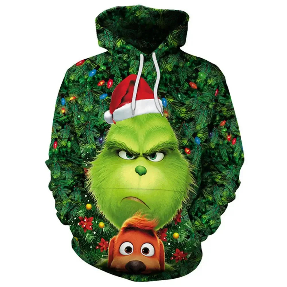 Christmas Theme Cute Cartoon Character Hoodies For Men Autumn Winter Daily Casual Long Sleeve Hooded Tops Harajuku Y2K Pullovers - KADIR MARKET