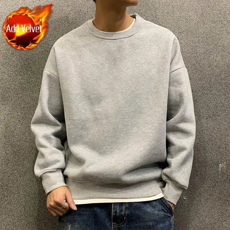 Sweatshirts For Man Fleeced Green Men's Clothing Hooded Hoodies Solid Simple Elegant Hot Offers Sweat Shirt Welcome Deal Cheap - KADIR MARKET