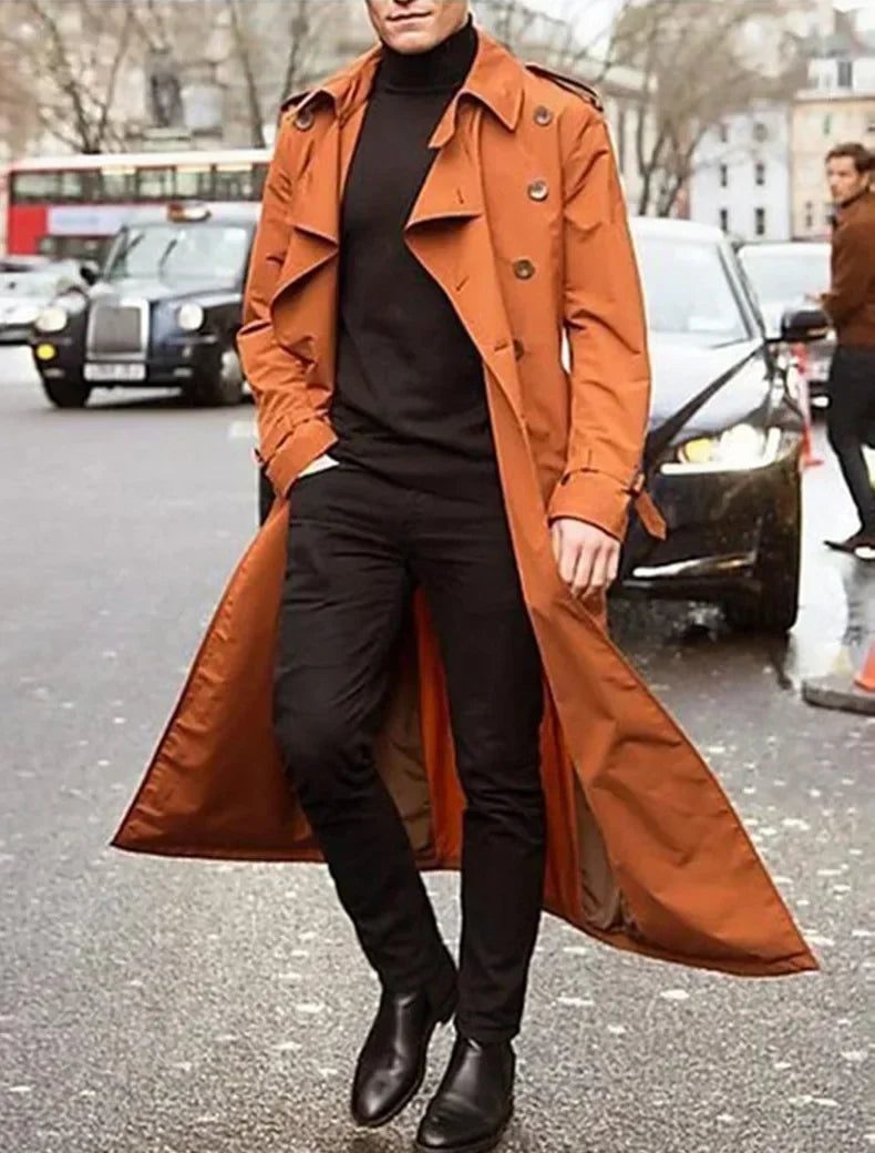 2025 Spring Autumn Men's Overcoat Vintage Long Trench Coat Men New Jacket Coats Men Business Casual Long Solid Windbreak Outwear