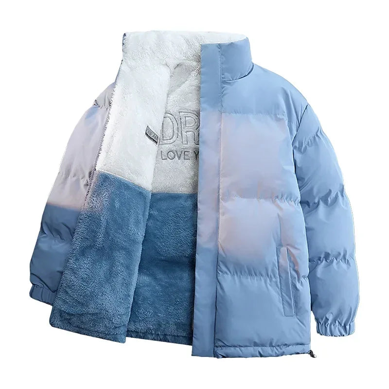 Double-Sided Wear Lamb Velvet down Jacket Men's Loose Stand Collar Warm Couple Style Winter New Arrival Korean Version - KADIR MARKET