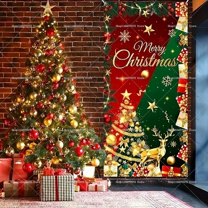 Christmas Door Photography Background Party Gift Decoration Christmas Tree Photo Booth Photo Booth Gift Gift Star Door Props - KADIR MARKET