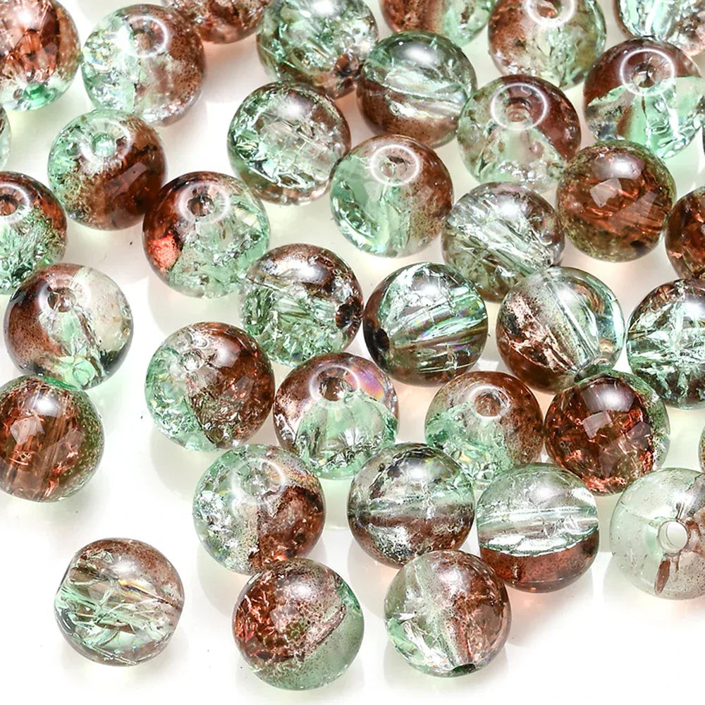 100pcs 8mm Christmas Crystal Glass Crack Beads Red and Green Gradient Spacer Beads for DIY Bracelet Necklace Jewelry Making - KADIR MARKET