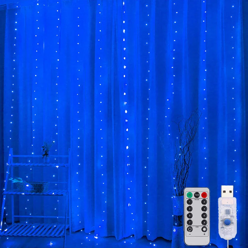 LED Curtain Garland Fairy Lights with 8 Modes for New Year Christmas Party Wedding Decoration - KADIR MARKET