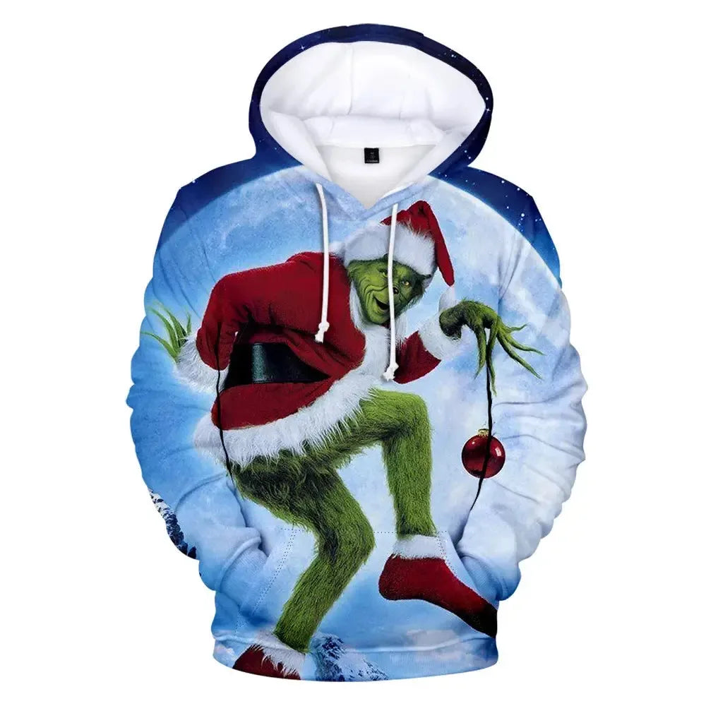 Christmas Theme Cute Cartoon Character Hoodies For Men Autumn Winter Daily Casual Long Sleeve Hooded Tops Harajuku Y2K Pullovers - KADIR MARKET